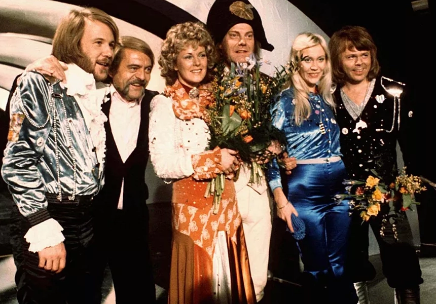 Swedish pop group ABBA won the 19th annual Eurovision Song Contest in Brighton, Sussex, with 'Waterloo'.