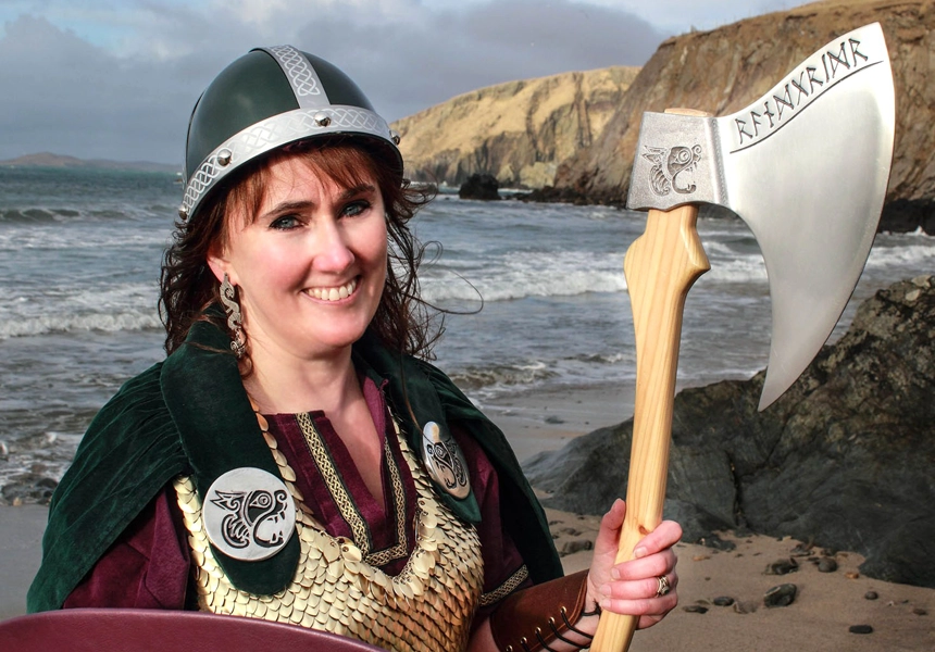 Lesley Simpson became the first female Guizer Jarl (chief Viking) in the 130-year history of Shetland's world famous fire festivals.