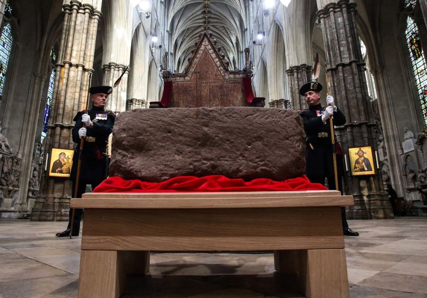 The Stone of Scone, (the stone upon which Scottish monarchs were traditionally crowned) was found on the site of the altar of Arbroath Abbey in Angus.