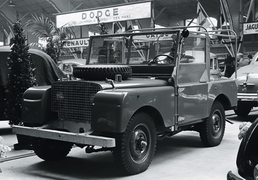 The launch of the Land Rover Defender. The first model was sold for £450 at the Amsterdam Motor Show.