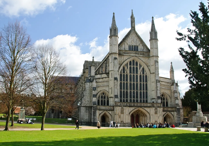 The new Winchester Cathedral in Hampshire was dedicated to Bishop Walkelin after which, the monks moved into their new home and the relics of St Swithun transferred.