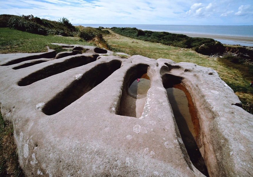 Six rock-cut tombs at Heysham in Lancashire became Grade I listed and a Scheduled Ancient Monument. Further excavation in 1993 on land below the stone coffins showed that the site had been occupied about 12,000 years previously.