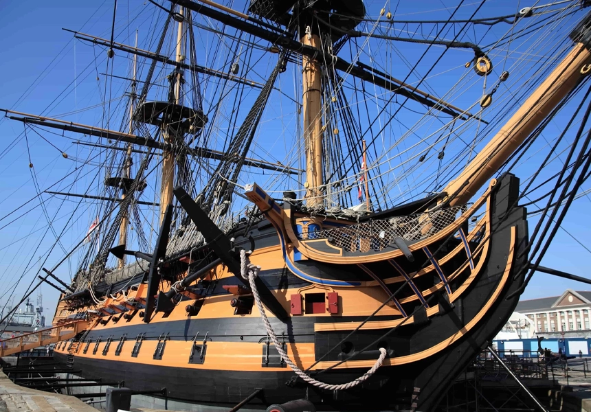 HMS Victory, the ship which became the flagship of British Admiral Horatio Nelson, was launched at Chatham. The ship is now preserved at Portsmouth.
