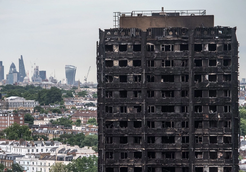 A fire in the 24-storey Grenfell Tower block at North Kensington, West London caused 72 deaths.