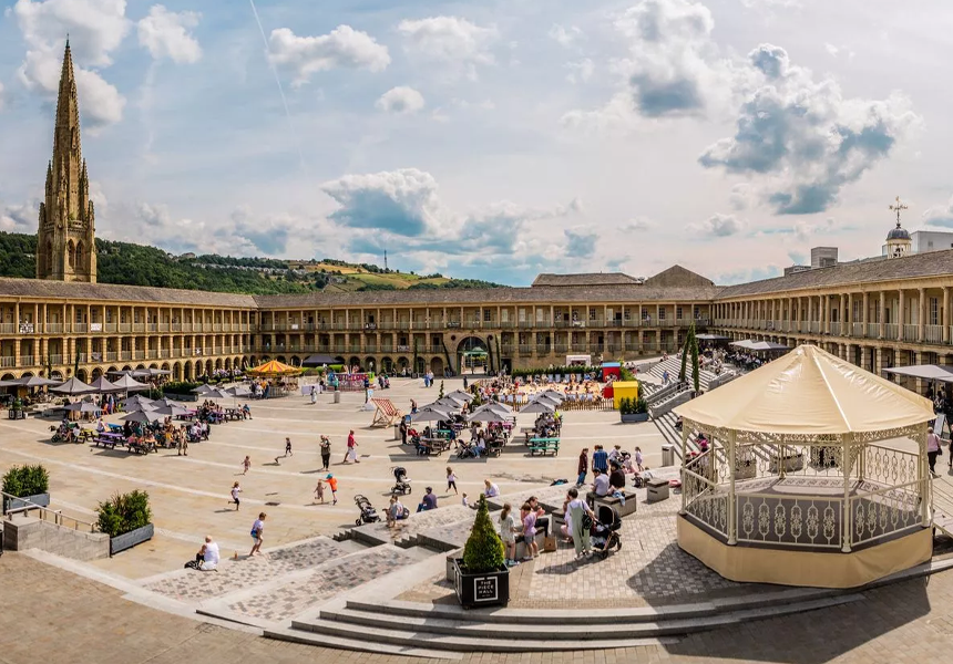 The reopening, after a £19 million restoration, of the Piece Hall in Halifax, one of Britain’s most outstanding Georgian buildings. Originally built in 1779 to support the trading of cloth, it has been a meeting point of Halifax’s commercial, civic and cultural life for almost 250 years.