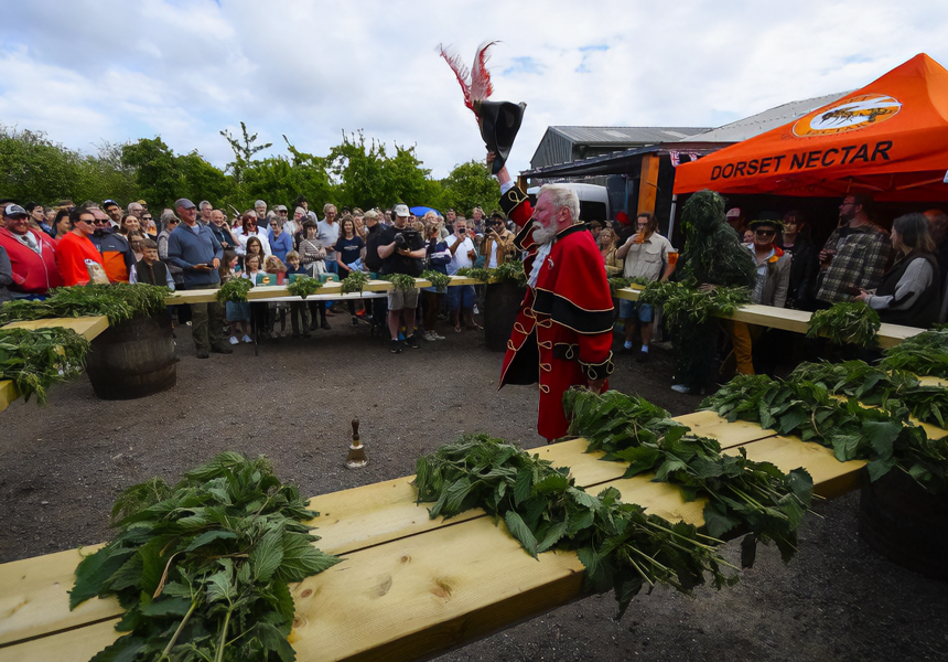 The annual stinging nettle-eating competition, started in 1986, was held at The Bottle Inn pub at Marshwood near Bridport in Dorset. The current record at the event for the most amount of nettles eaten in one hour is 76ft (23m).