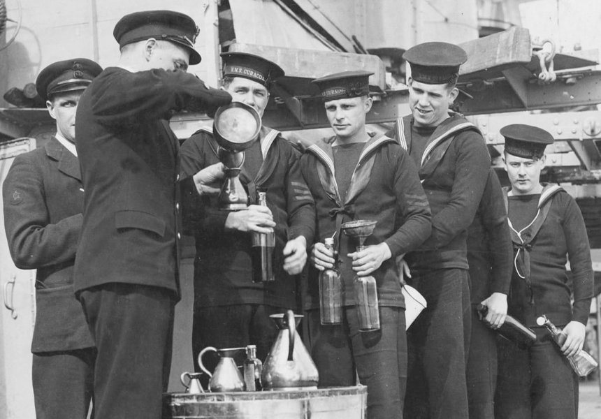 The last day of the officially sanctioned rum ration in the Royal Navy. The centuries-old tradition of issuing alcohol to the sailors of British warships came to the end with the final tots of rum being handed out that morning in ships and establishments around the world.