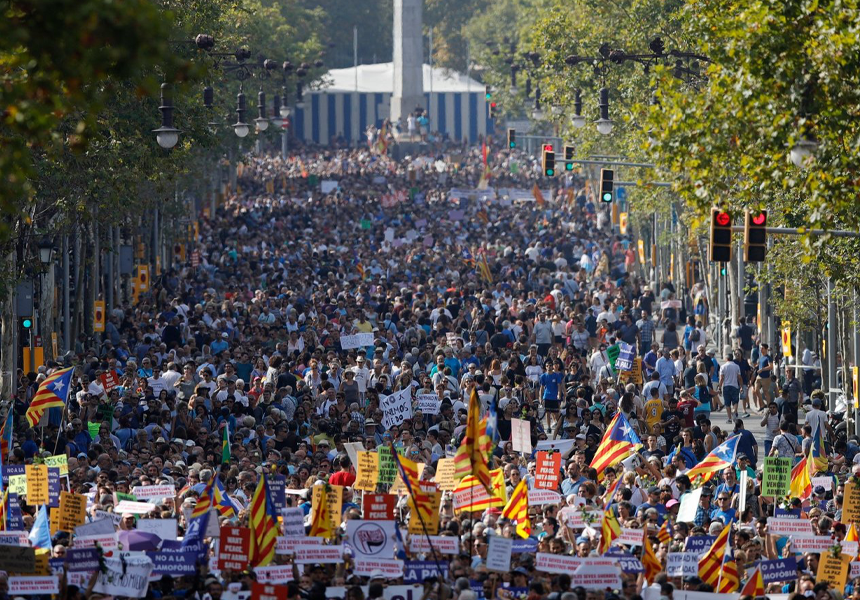 Hundreds of thousands of people marched peacefully through the streets of Barcelona due to a terrorist attack. The attack happened on August 17, when a van smashed into nearby walkers. Thirteen people were killed, while over 100 were injured.