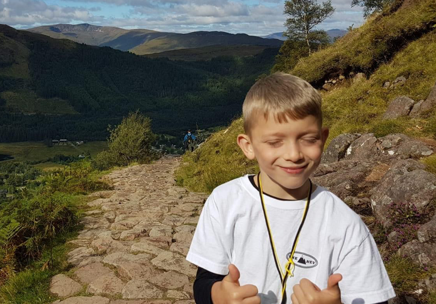 Caeden Thomson, aged 7, who was born 12 weeks early and was diagnosed with cerebral palsy, climbed to the top of Ben Nevis, Britain's highest mountain. His parents had previously been told that Caeden would never sit, walk or talk.