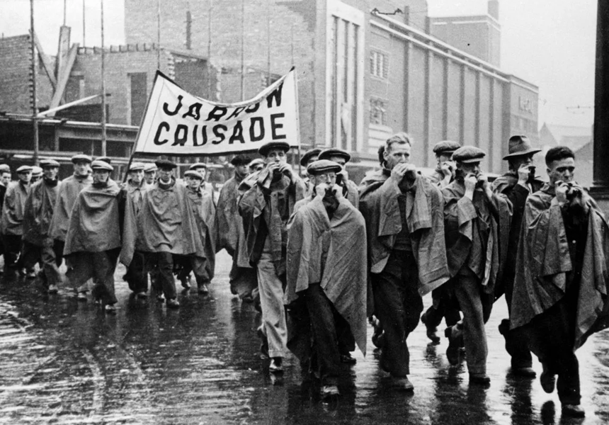 The start of the ‘Jarrow March’ – around 200 unemployed shipyard workers from Jarrow in north east England began walking to London to protest about the lack of jobs. The protestors arrived on 31st October.