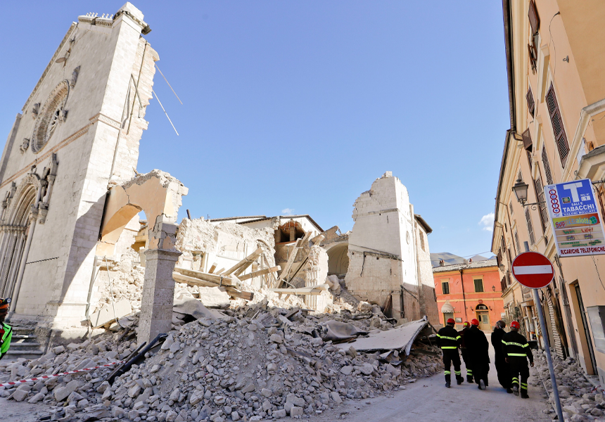 Two earthquakes strike the Italian regions of Umbria and the Marche, causing part of the Basilica of St. Francis of Assisi to collapse and damaging priceless artefacts.