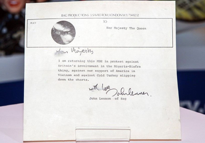 A letter John Lennon wrote to the Queen explaining why he was returning his MBE was found tucked in a record sleeve from a £10 car boot haul. It was later valued at £60,000.