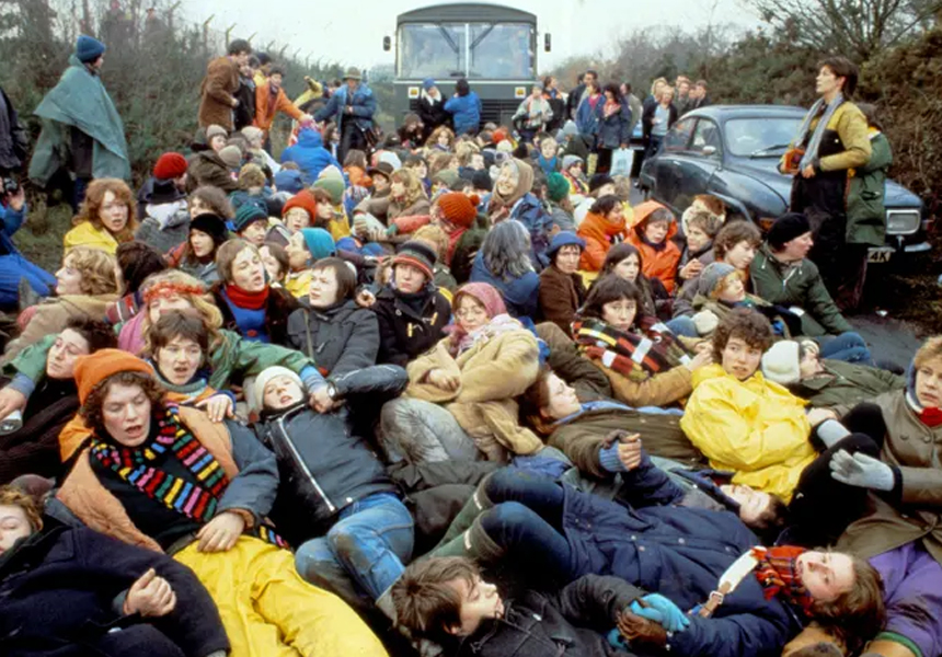 30,000 women formed a 9 mile human chain that encircled Greenham Common air base in Berkshire, in protest against the proposed siting of US Cruise missiles there.