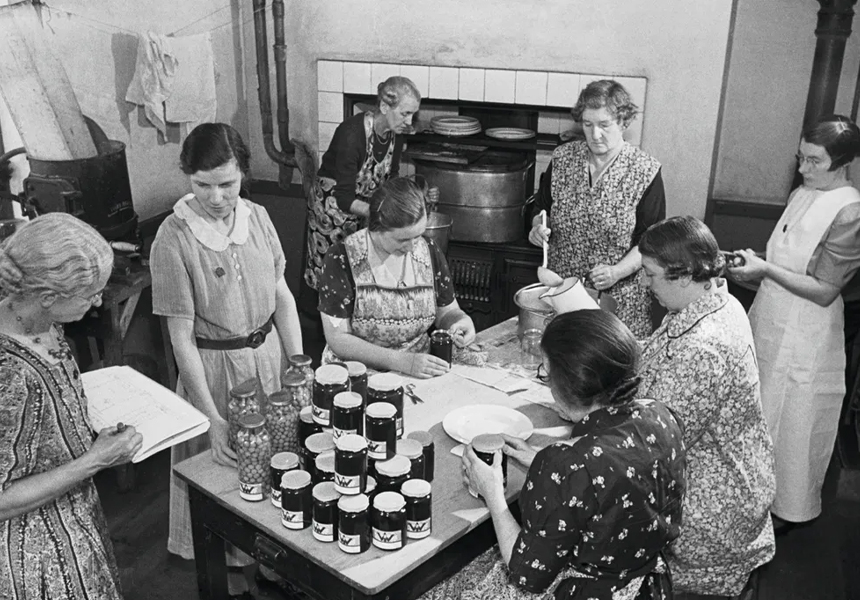 The foundation of the Women's Institute, regularly referred to as simply the WI. Its two aims were to revitalise rural communities and to encourage women to become more involved in producing food during the First World War.