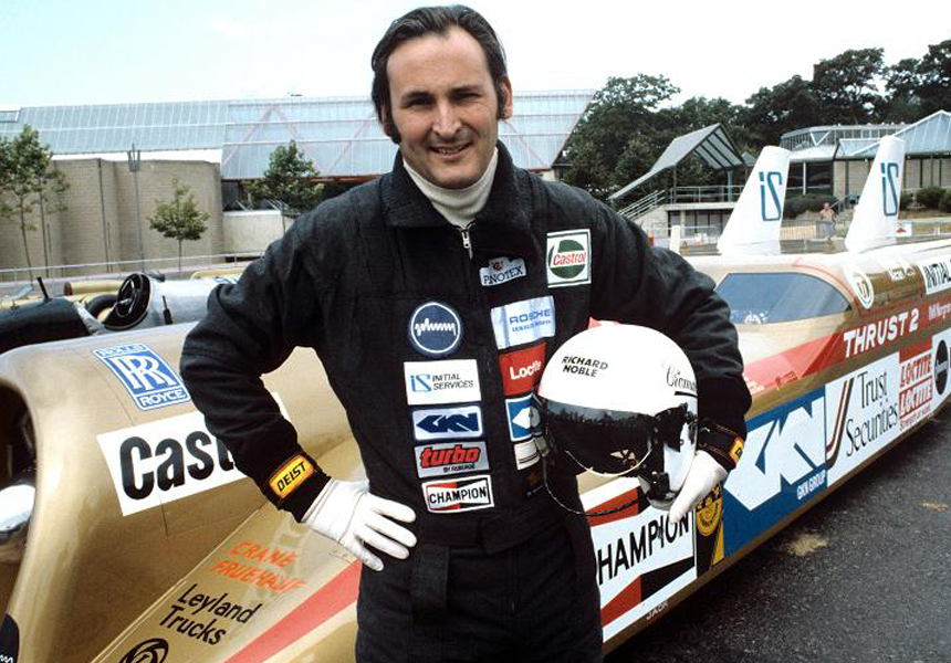 Richard Noble, a Scottish entrepreneur set a new world land speed record of 663.5mph at the Black Rock Desert, Nevada in his jet-powered car, Thrust II.