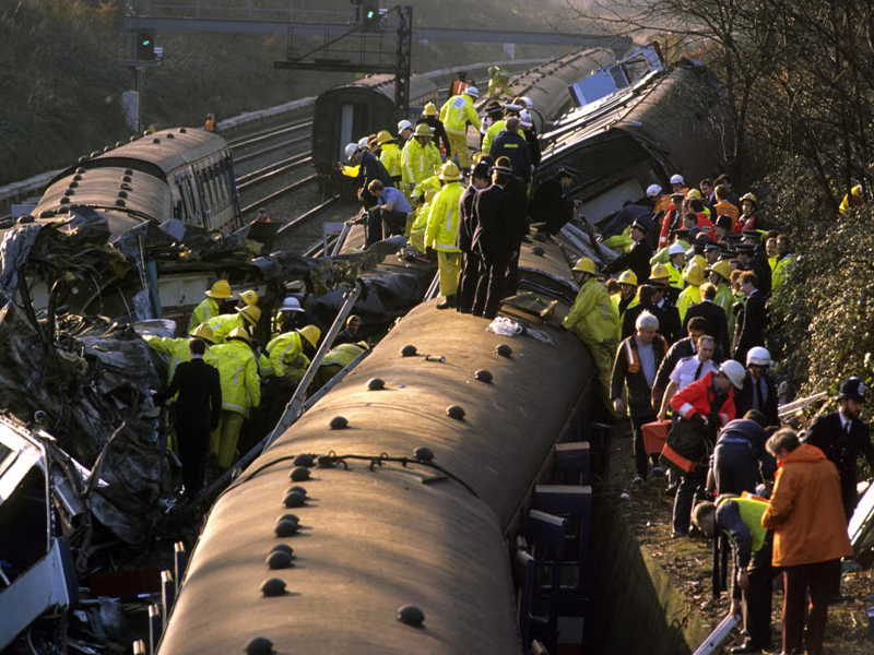 Britain’s worst rail crash for 20 years killed 35 and injured 113 people when a packed express train ran into the back of a stationary commuter train near Clapham Junction.