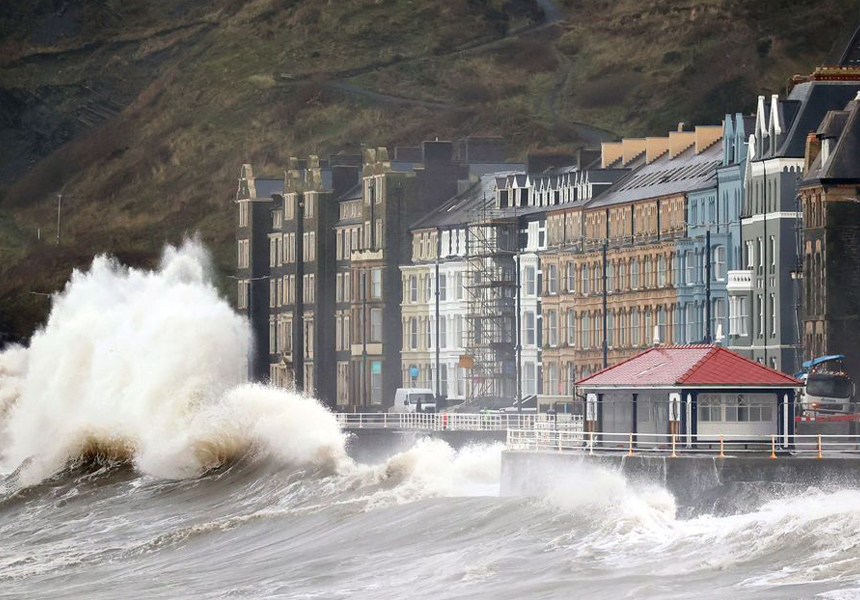 Along the whole of Wales’ coastline dozens of roads were closed and the rail network was also badly affected as storm surges brought flooding chaos around Wales’ coast.