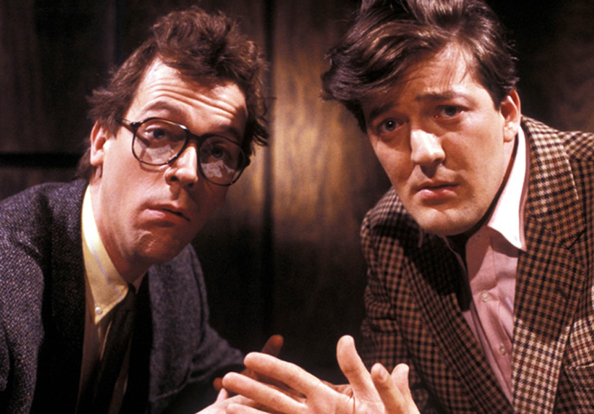 ritish comedy sketch show series "A Bit of Fry and Laurie" starring Stephen Fry and Hugh Laurie debuts on BBC1 showcasing their witty wordplay, musical numbers, and satirical sketches.