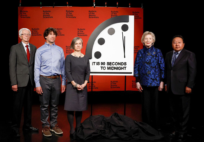 The Doomsday Clock was set at 90 seconds to midnight after new escalations in Russia’s invasion of Ukraine.