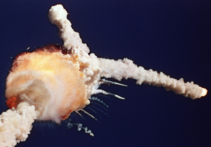 Space Shuttle Challenger exploded just 73 seconds after takeoff, killing all seven crew members. Several crew survived the initial breakup of the craft but not the impact of the Atlantic Ocean. The explosion was caused by a failure of an O-ring seal in one of the solid rocket boosters, which led to a breach in the fuel tank.